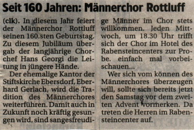 Presseartikel: Männerchor rottluff 1839 e.V.