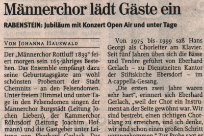Presseartikel: Männerchor rottluff 1839 e.V.