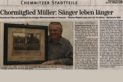 Presseartikel: Männerchor rottluff 1839 e.V.