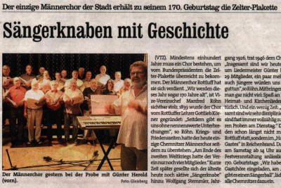 Presseartikel: Männerchor Rottluff 1839 e.V.