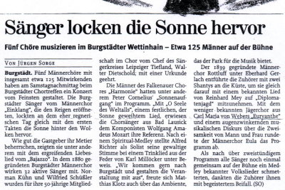 Presseartikel: Männerchor rottluff 1839 e.V.