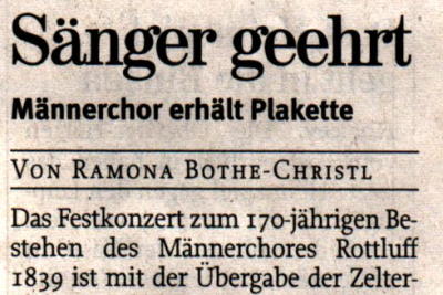 Presseartikel: Männerchor Rottluff 1839 e.V.