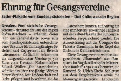 Presseartikel: Männerchor Rottluff 1839 e.V.