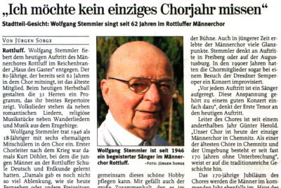 Presseartikel: Männerchor rottluff 1839 e.V.