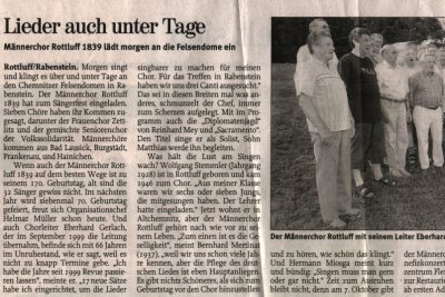 Presseartikel: Männerchor rottluff 1839 e.V.