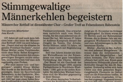 Presseartikel: Männerchor rottluff 1839 e.V.