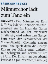 Presseartikel: Männerchor Rottluff 1839 e.V.