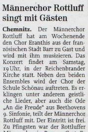 Presseartikel: Männerchor Rottluff 1839 e.V.