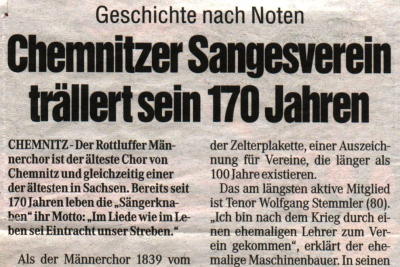 Presseartikel: Männerchor Rottluff 1839 e.V.